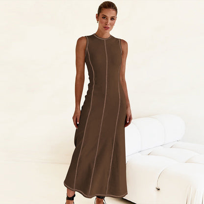 Designed Vintage Knitted Sleeveless Long Dresses