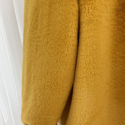 Winter Faux Fur Jacket with Contrast Collar, Oversized Outerwear