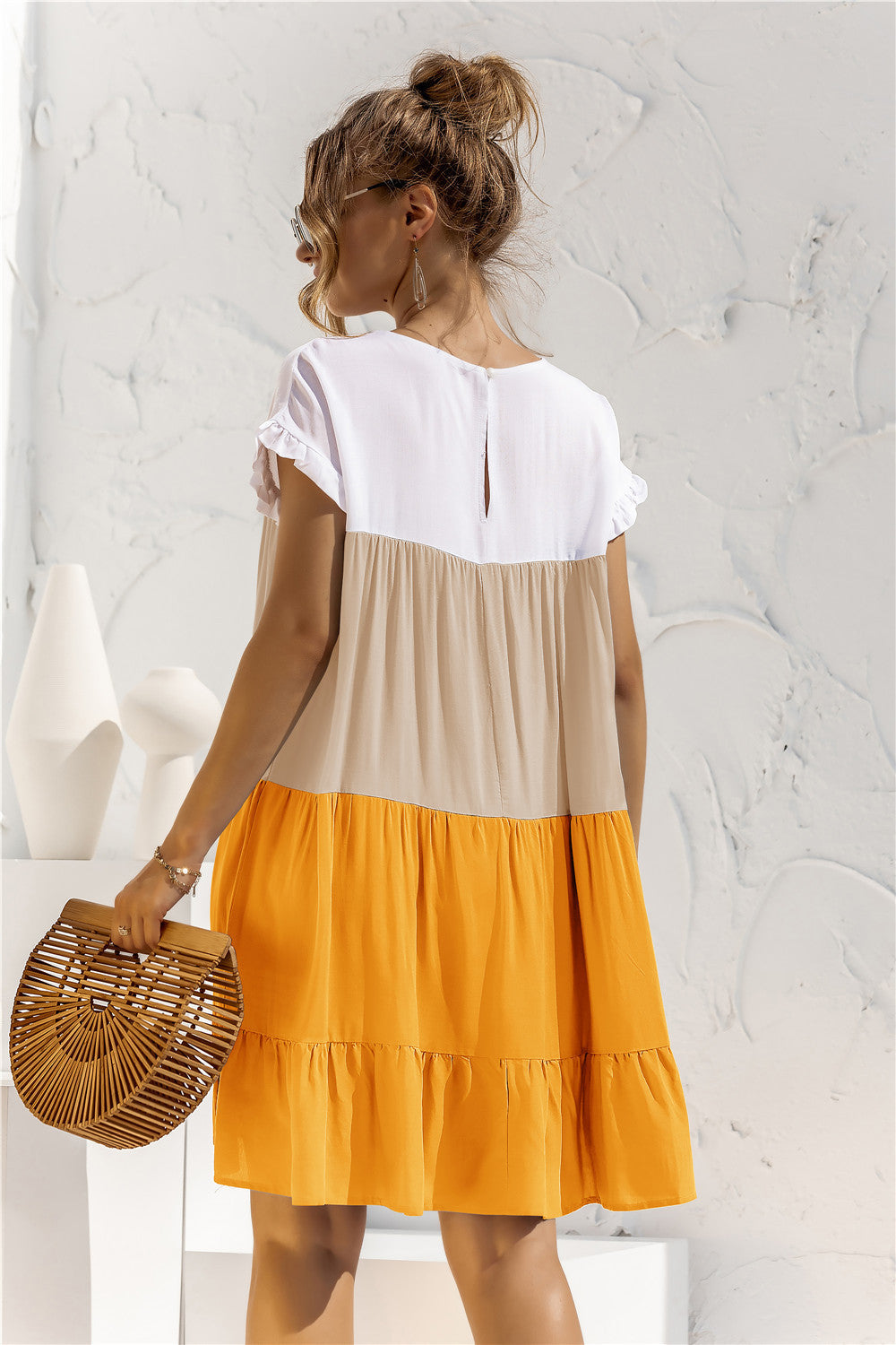 Summer Color Block Loose Fit Short Dress