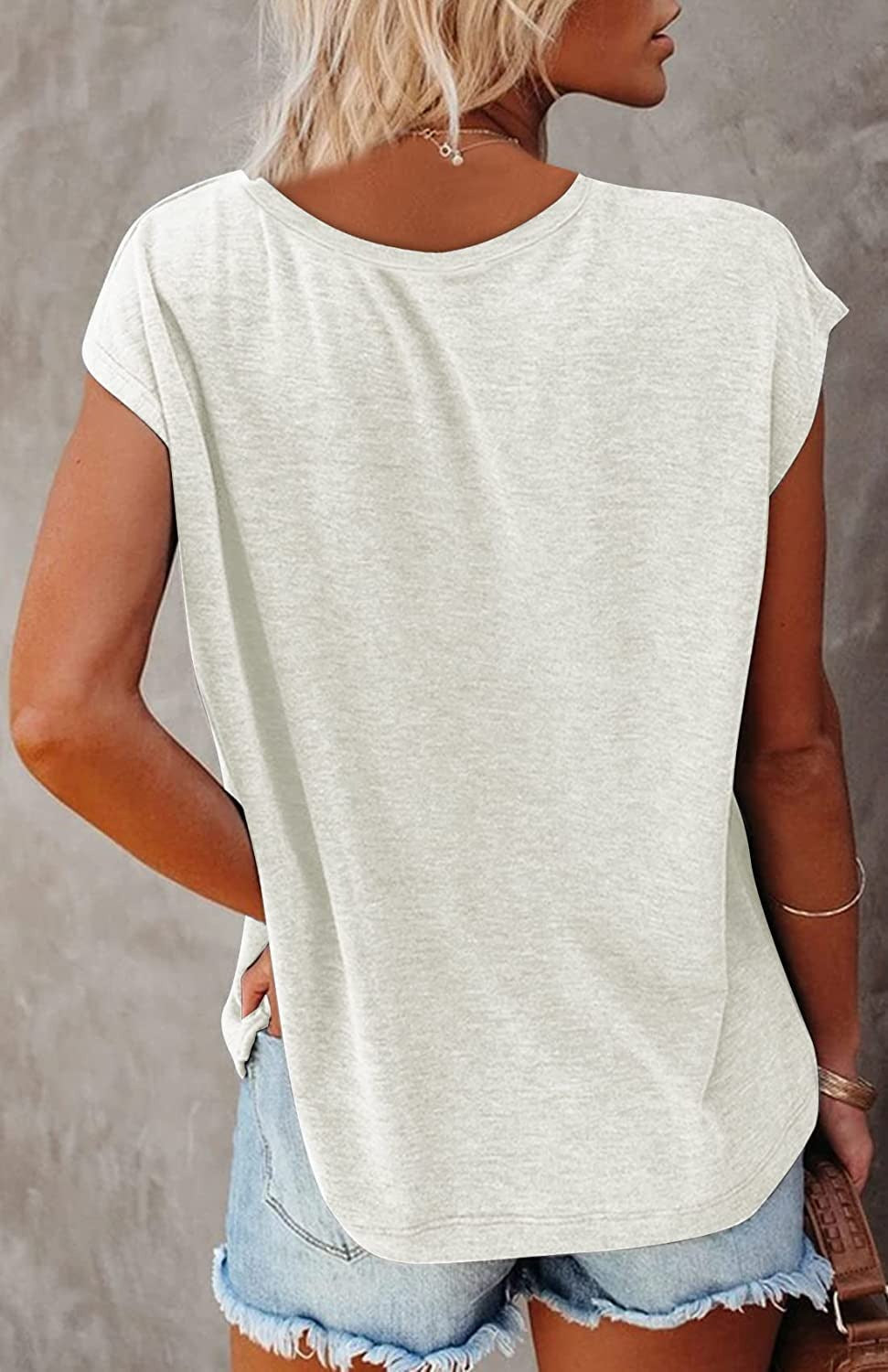 Women's Summer Sleeveless V-Neck Casual Loose Fit T-Shirt
