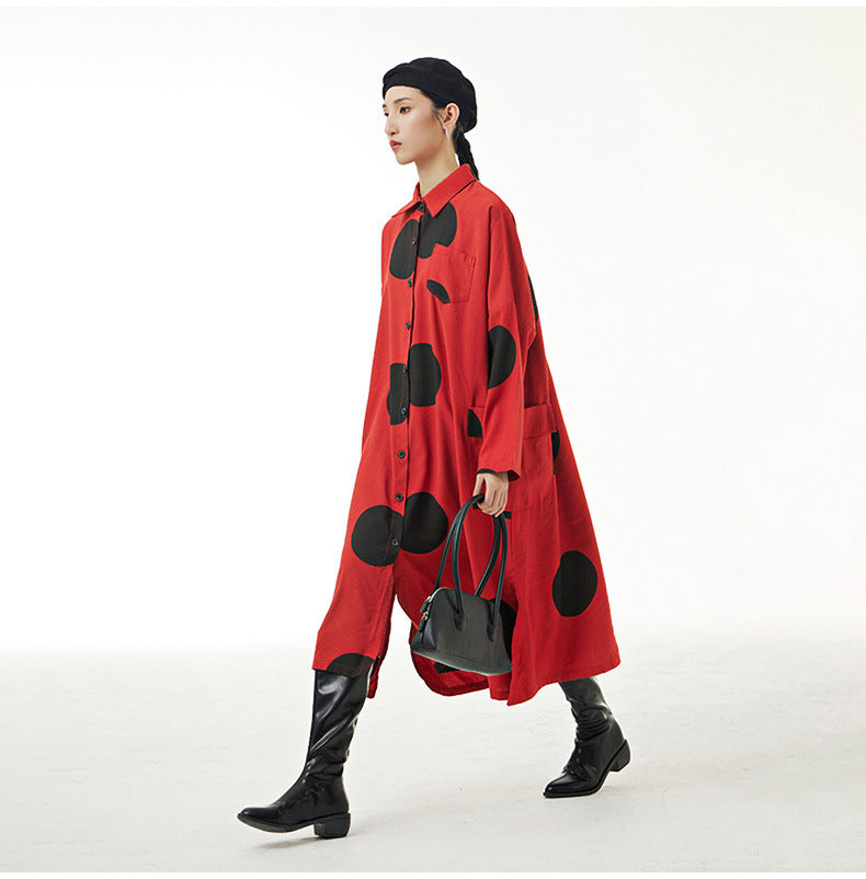 Designed Dot Print Plus Sizes Shirts Coats for Women-Dresses-Free Shipping at meselling99