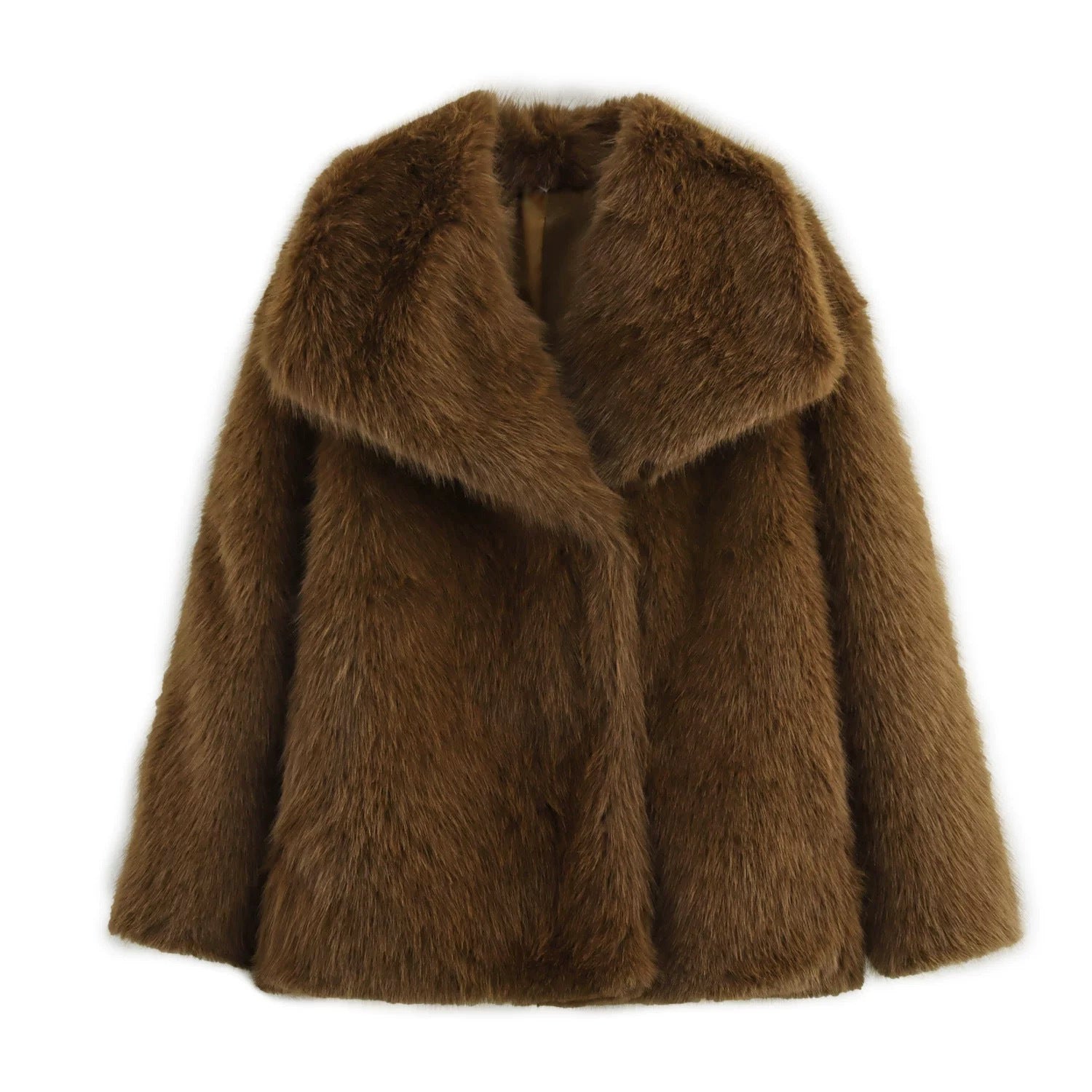 Women's Cropped Faux Fur Jacket - Short Winter Coat