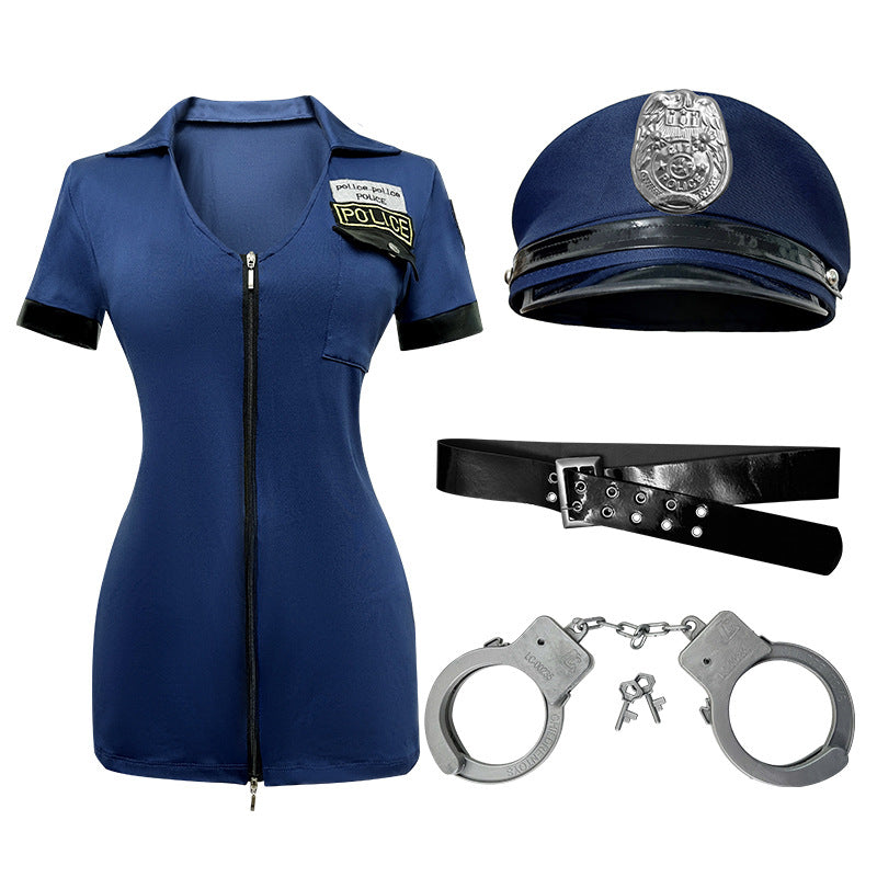 Sexy Halloween Cosplay Party Outfit with Zipper Detail