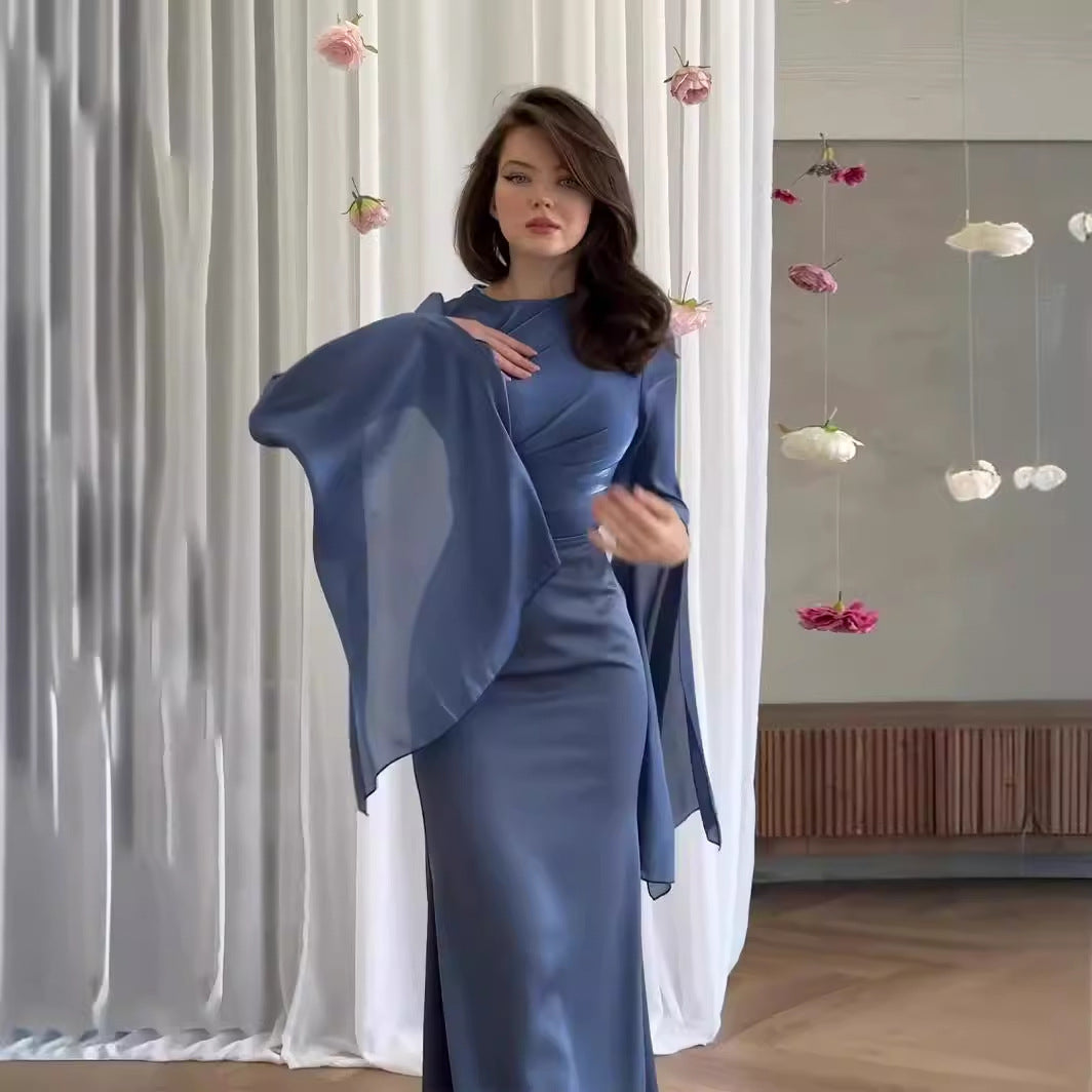 Elegant Satin Summer Long Sleeves Dresses