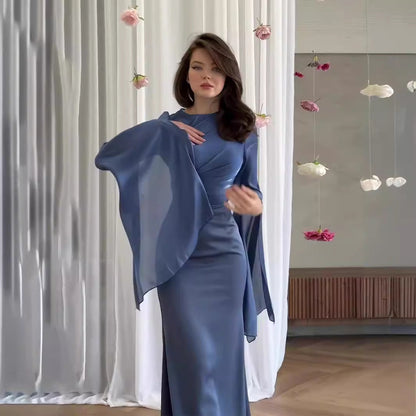 Elegant Satin Summer Long Sleeves Dresses