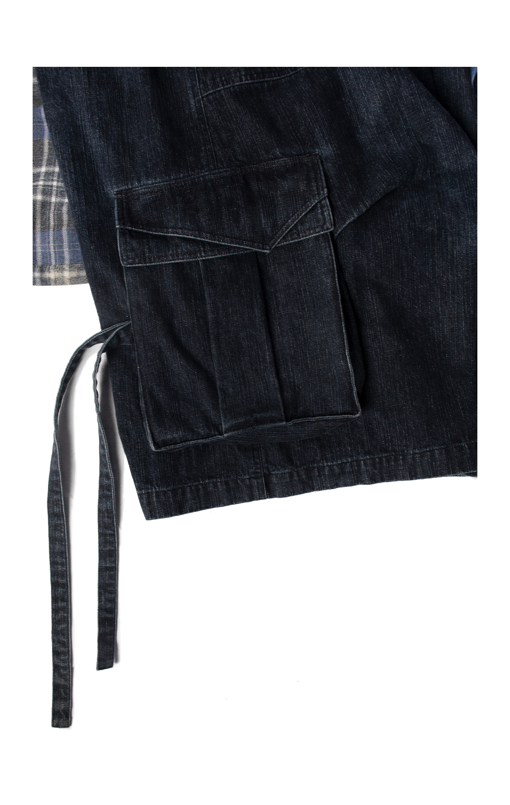 RELABEL Detachable Frill Tie-Detail Washed Denim Shorts - Distressed Blue Jeans
