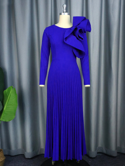 3D Design Long Sleeves Blue Party Dresses-Dresses-Blue-S-Free Shipping at meselling99