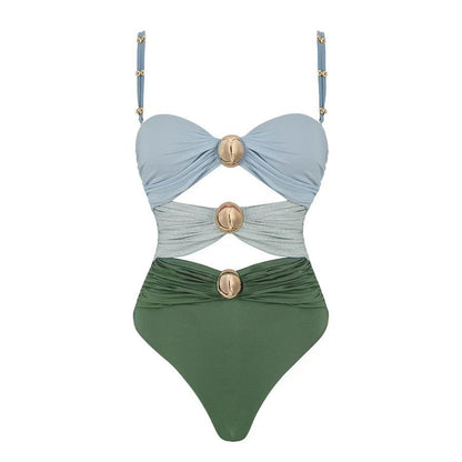 Women's Solid Color Bikini Skirt High-Waisted Swimsuit – Stylish One-Piece Swimsuit