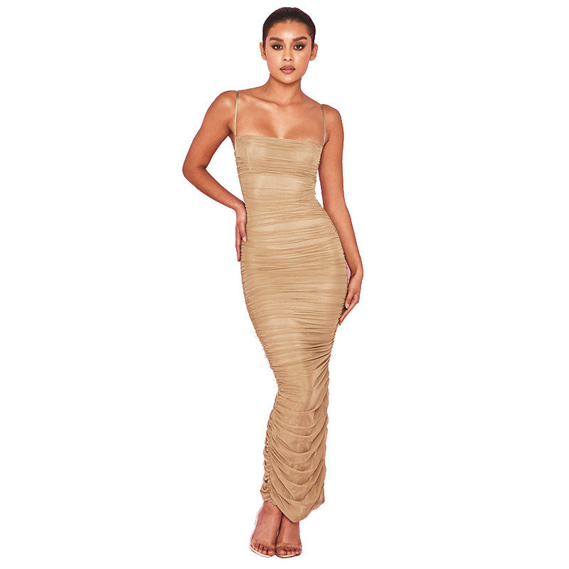 Sexy Split Front Pleated Long Party Dresses-Dresses-Free Shipping at meselling99