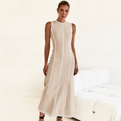 Designed Vintage Knitted Sleeveless Long Dresses
