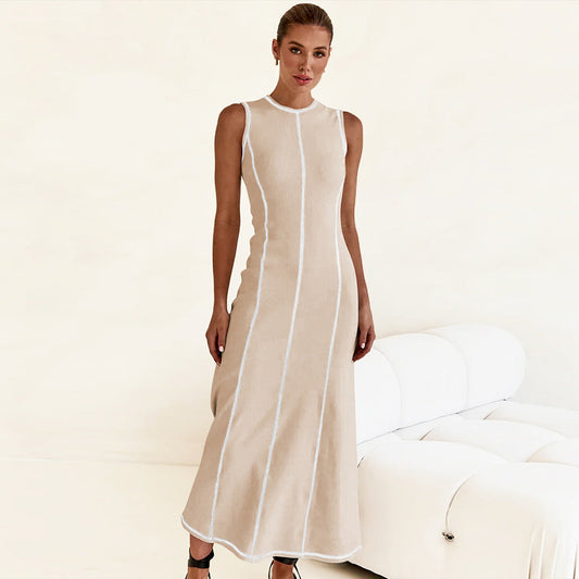 Designed Vintage Knitted Sleeveless Long Dresses