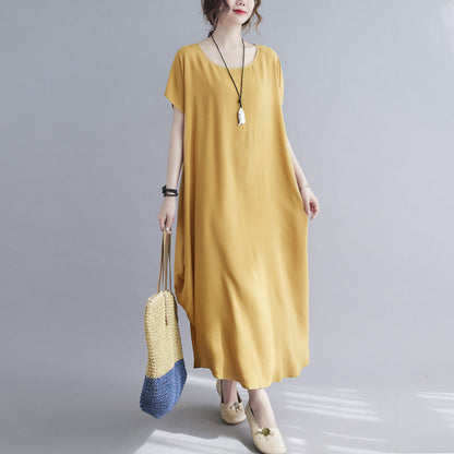 Summer Simple Design Long Cozy Dresses-Dresses-Yellow-One Size (45-75KG)-Free Shipping at meselling99