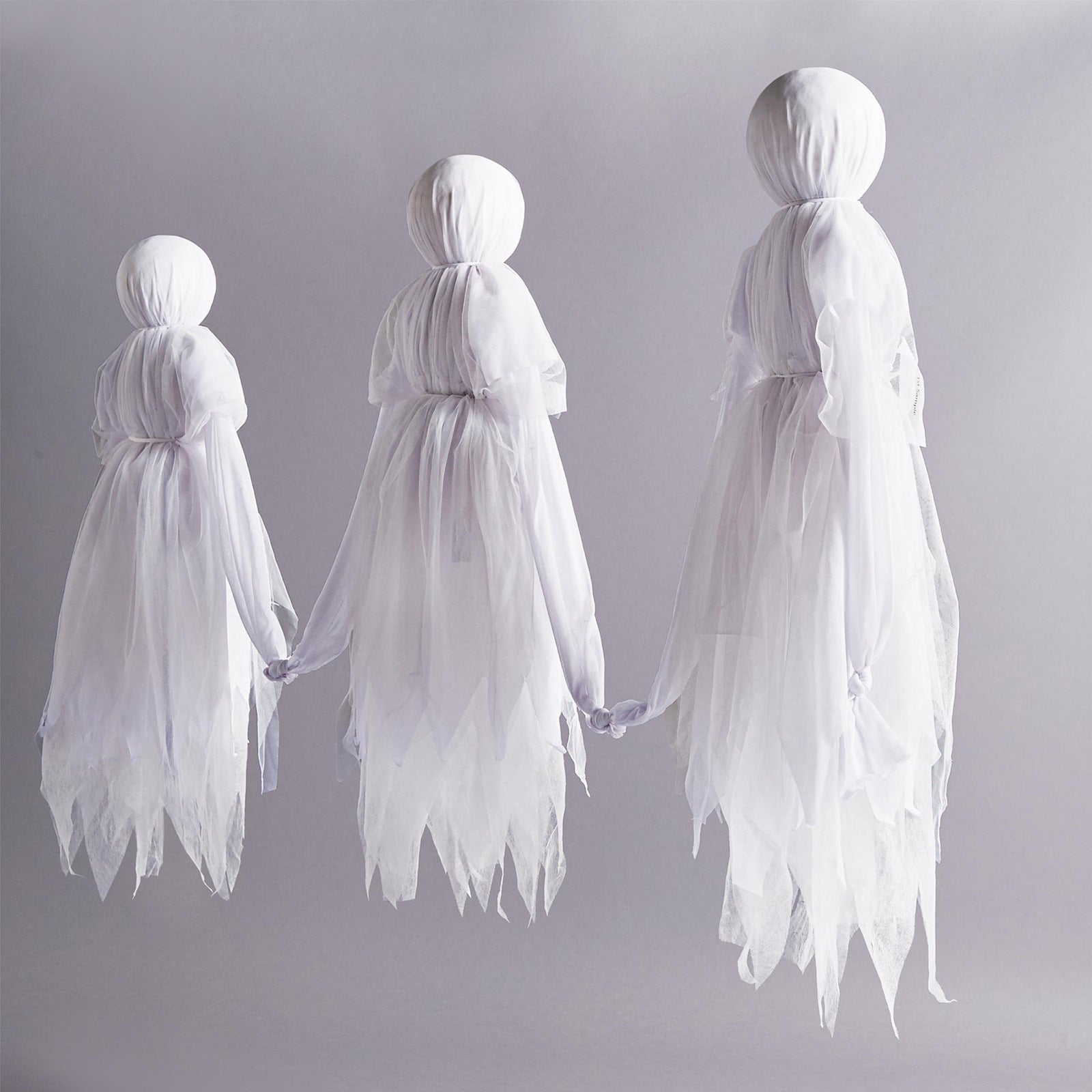 Voice-Activated Colorful Glowing Halloween Witch Set - 3 Hand-Holding Witches with Bonus Ghost