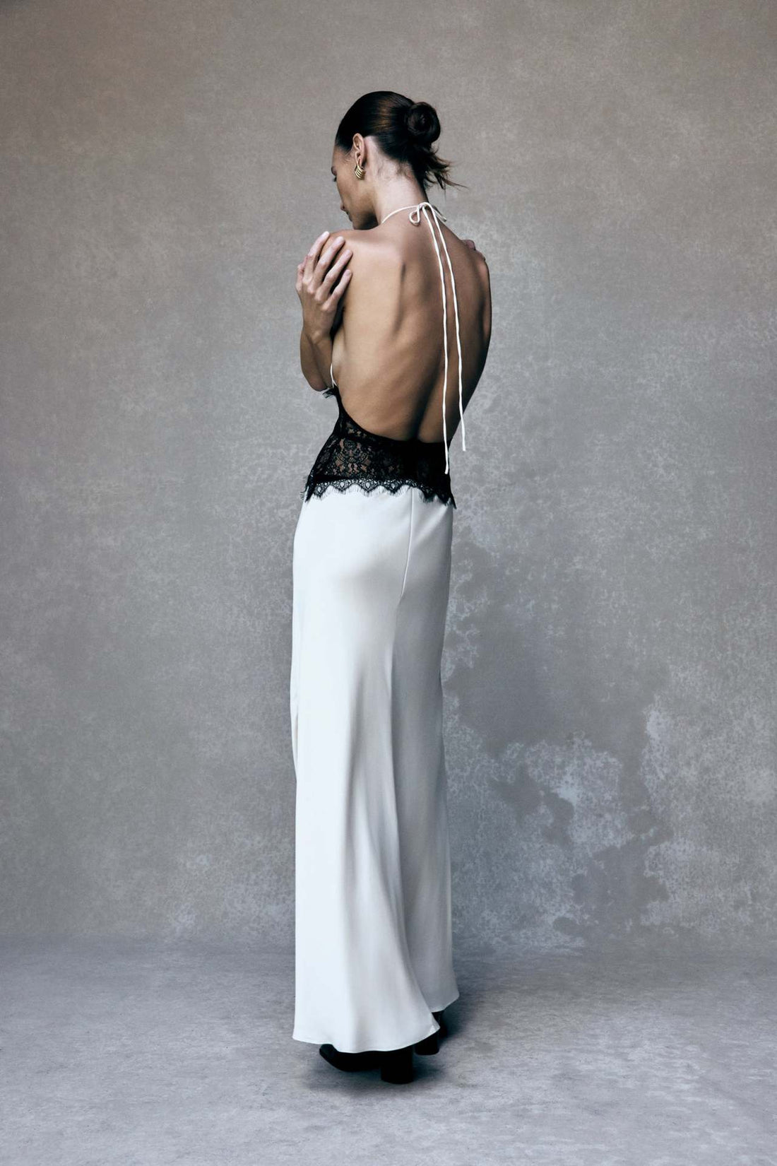 Elegant & Sexy Deep V Backless Lace Sheath Dress with Tie Detail