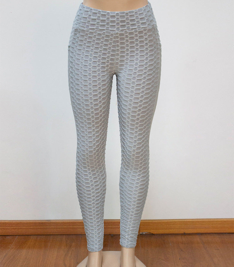 High-Waisted Mesh Panel Yoga Pants with Pockets