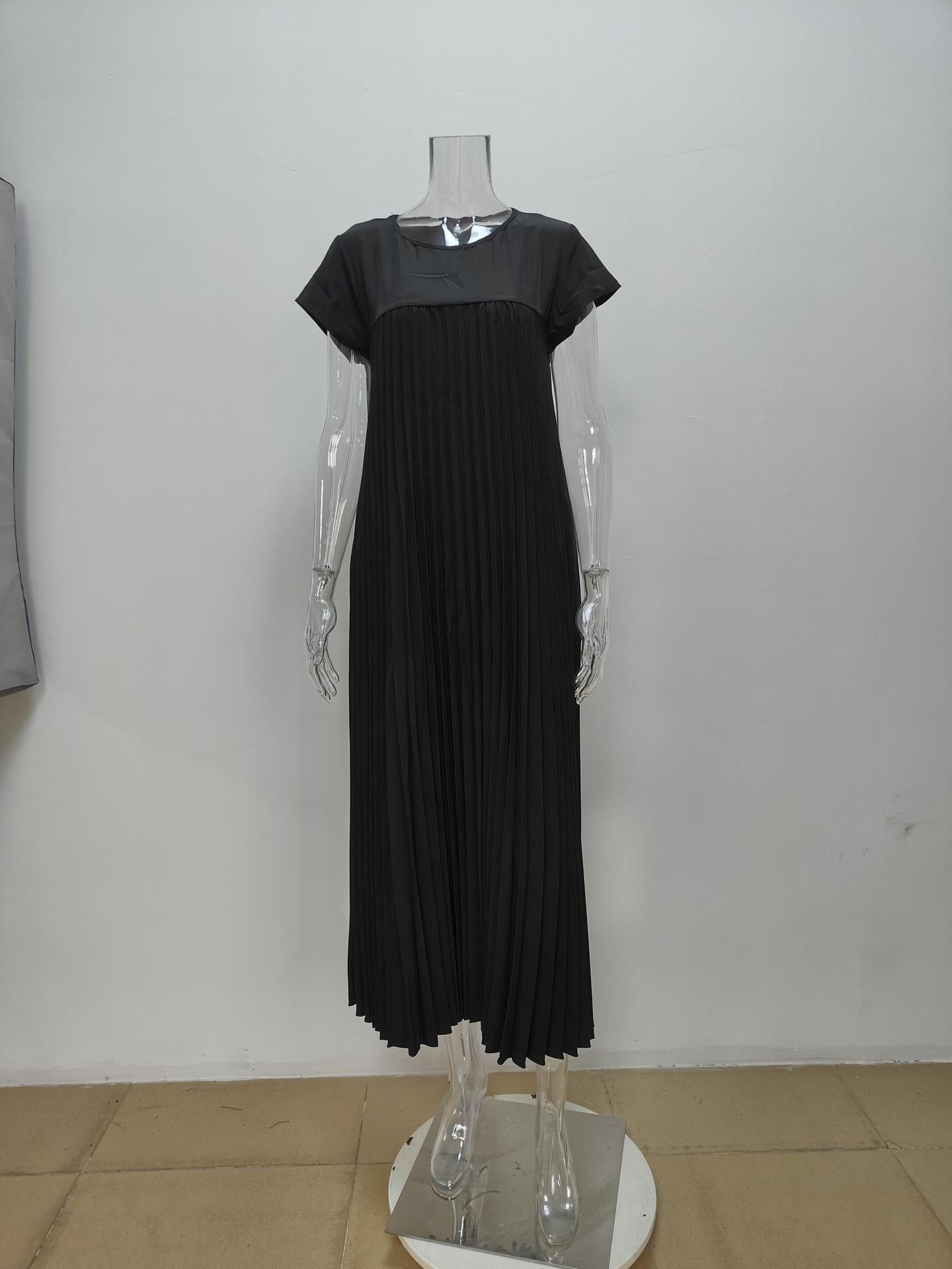 Elegant & Fashionable Round Neck Sleeveless Long Pleated Dress