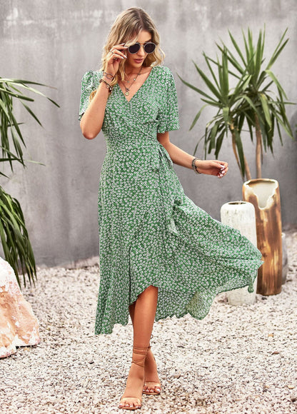 Classy A Line Short Sleeves Long Dresses