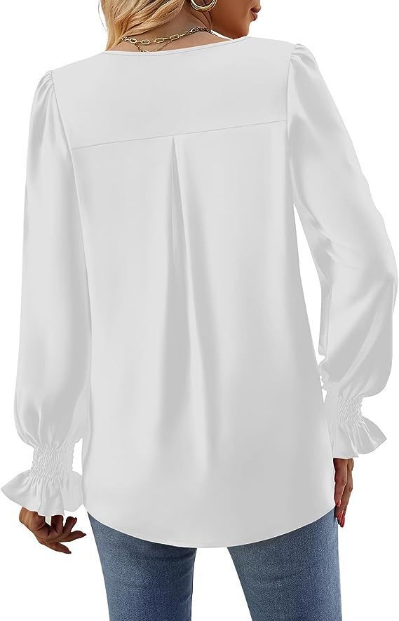 Women's Solid Color Chiffon V-Neck Bell Sleeve Blouse