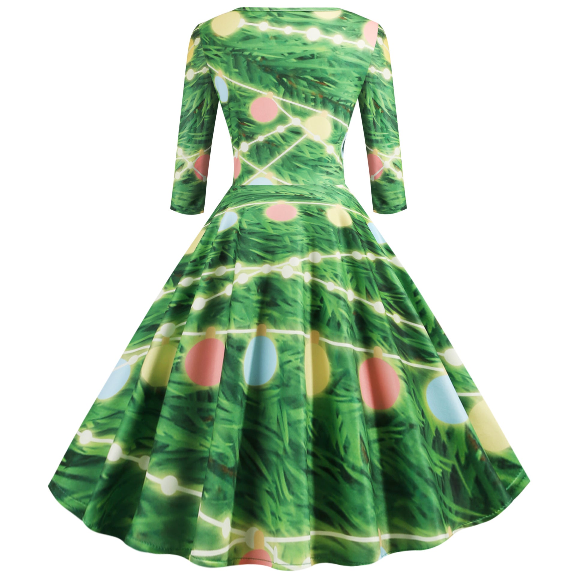 Christmas Floral A-Line Swing Dress