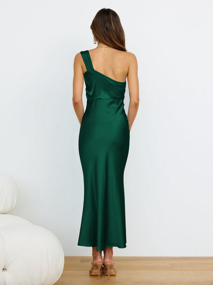 Elegant Satin One Shoulder Bridesmaid Dresses Party Dresses