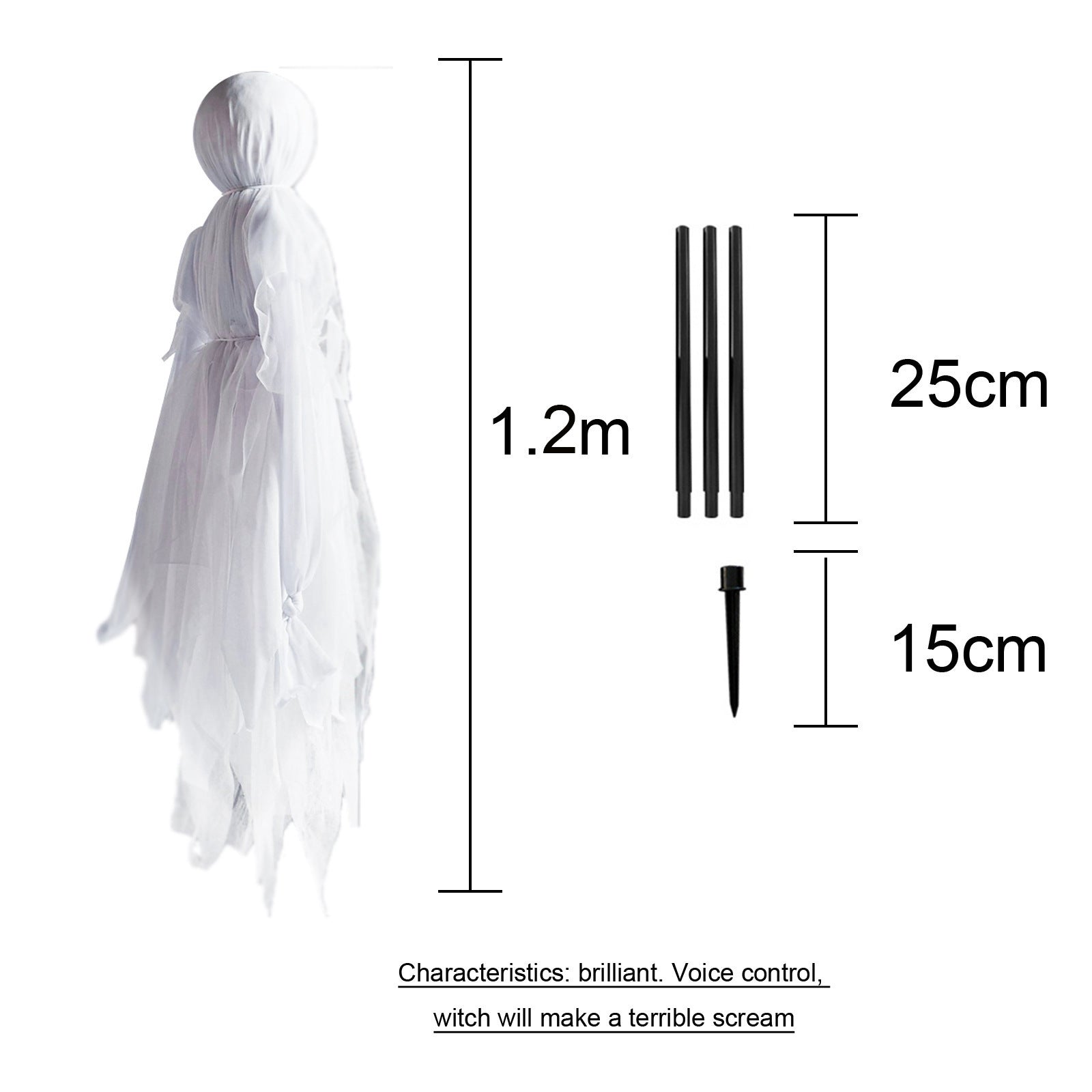 Voice-Activated Colorful Glowing Halloween Witch Set - 3 Hand-Holding Witches with Bonus Ghost