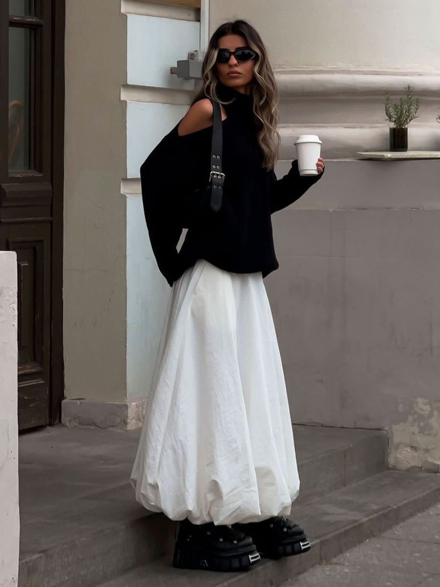 Off-the-Shoulder Cowl Neck Sweater