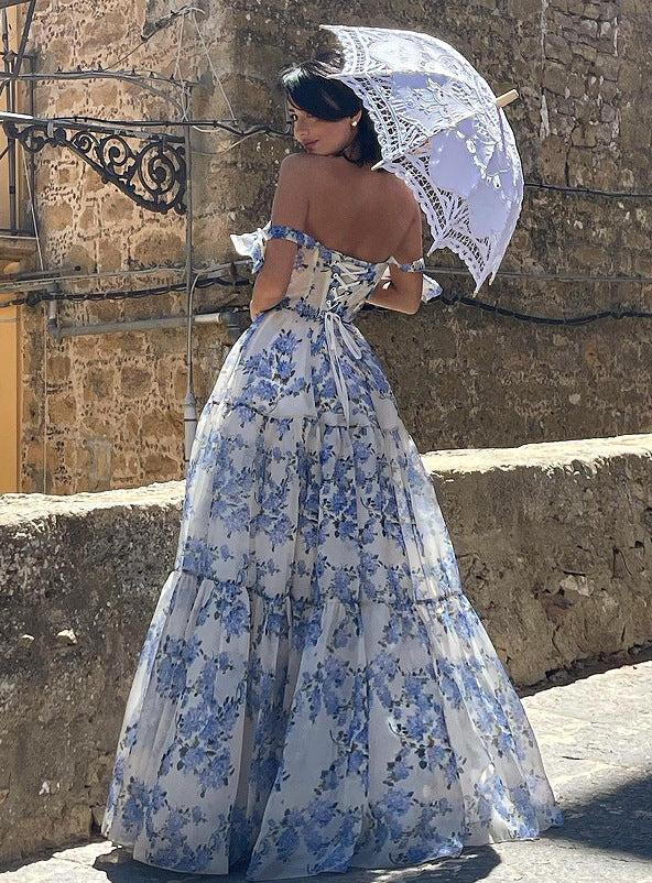 Elegant Off-Shoulder Long Chiffon Dress for Women