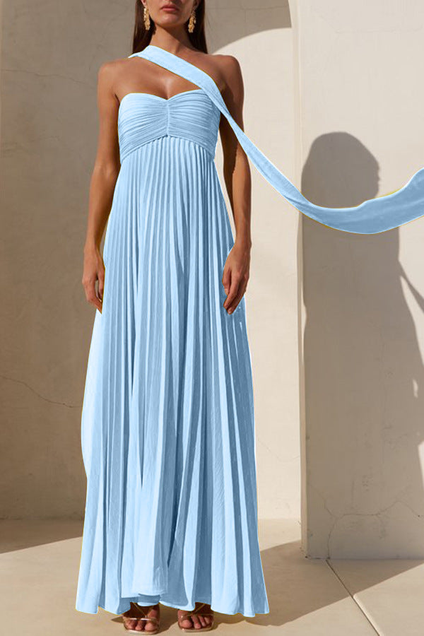 Solid Color Strapless Sleeveless Ruffled Dress for Women
