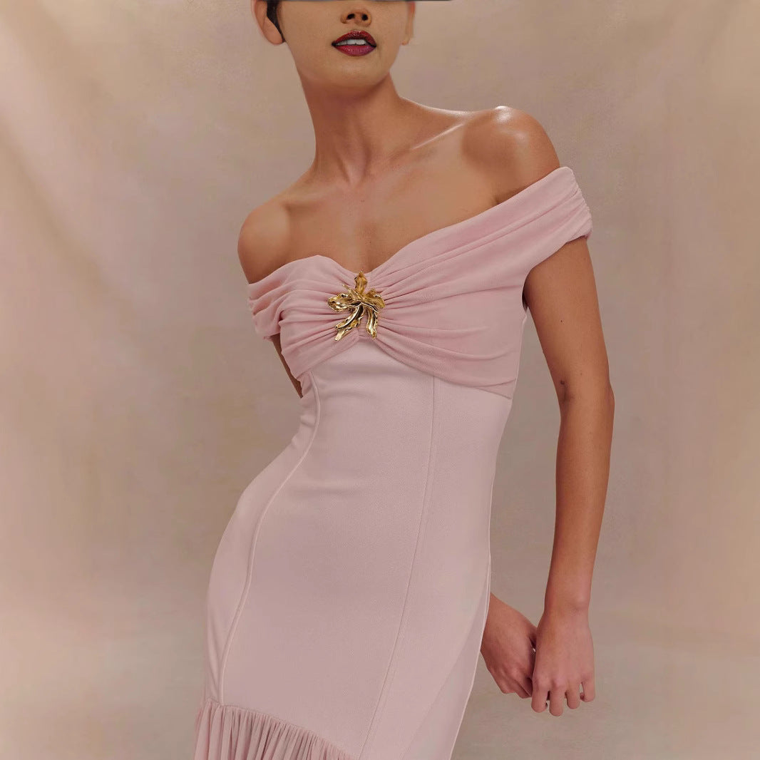 Elegant Floral Strapless Bodycon Dress