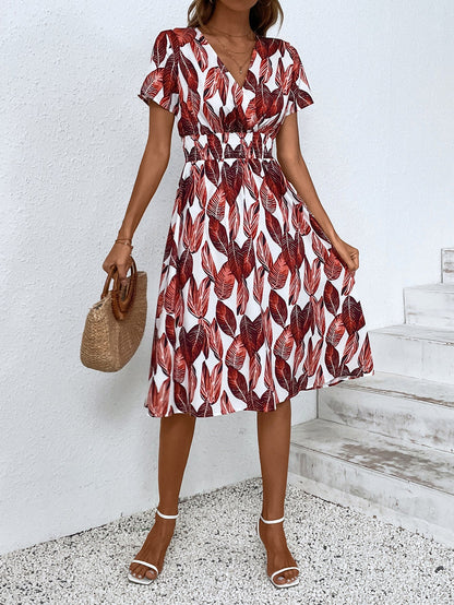 Women's Summer Floral Print Short Sleeve Dress