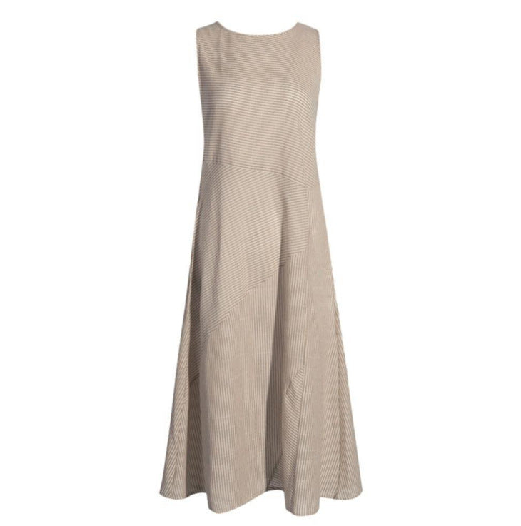 Women's Striped Sleeveless V-Neck Slim-Fit Plus Size Dress