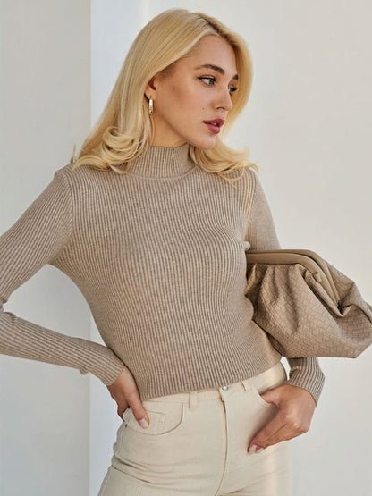 Sexy High Neck Knitted Sheath Shirts