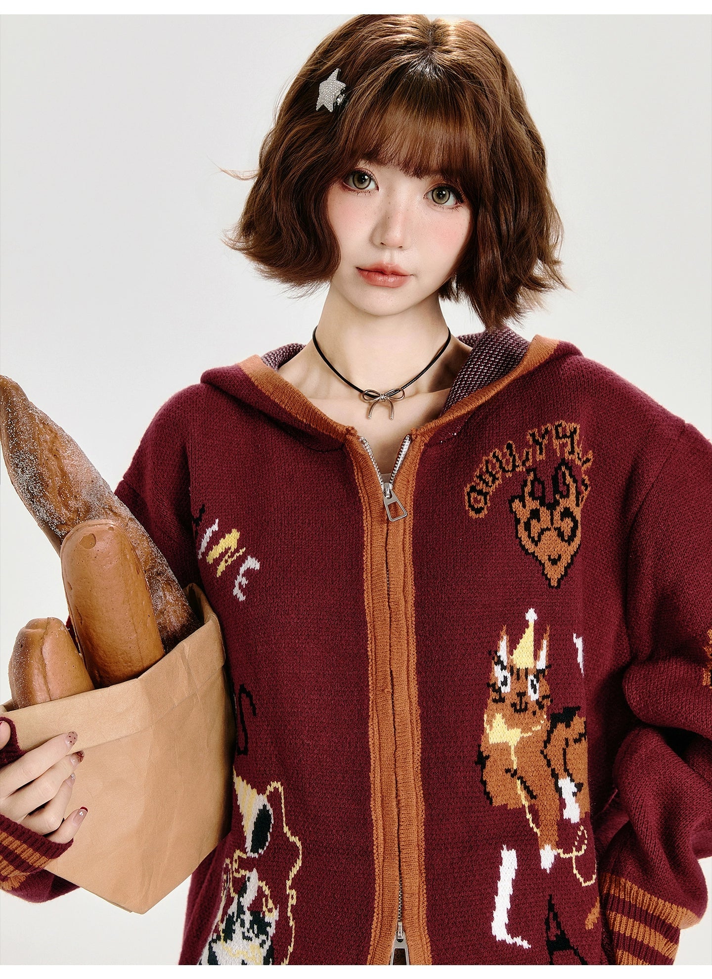 Girlyhalo Oversized Hooded Cardigan-Red-S-Free Shipping Leatheretro