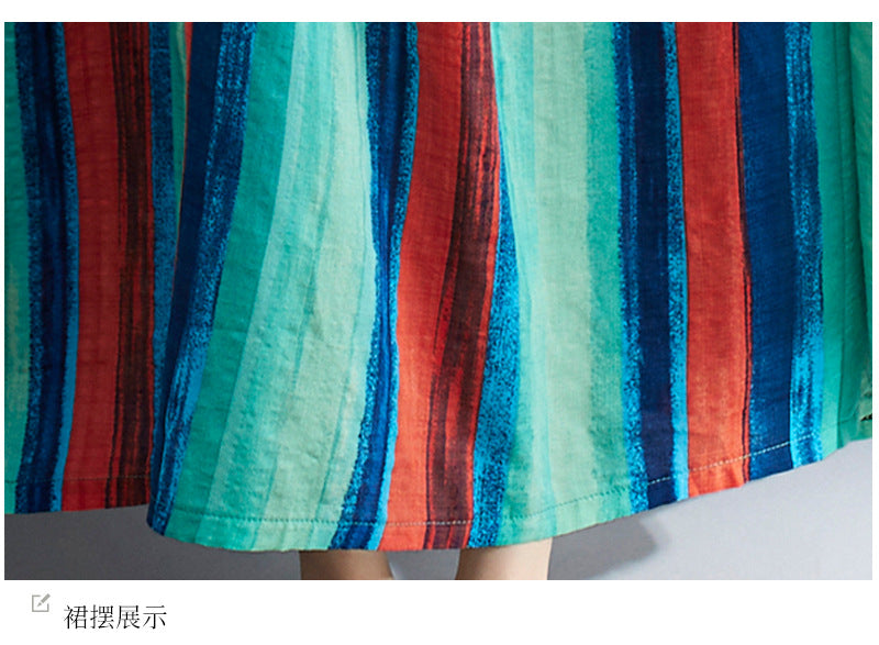 Summer Striped Women Long Cozy Dresses-The Same as picture-One Size-Free Shipping at meselling99