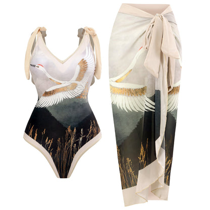Women's One-Piece Swimsuit with Sun Protection Cover-Up