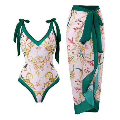 Women's One-Piece Swimsuit with Sun Protection Cover-Up
