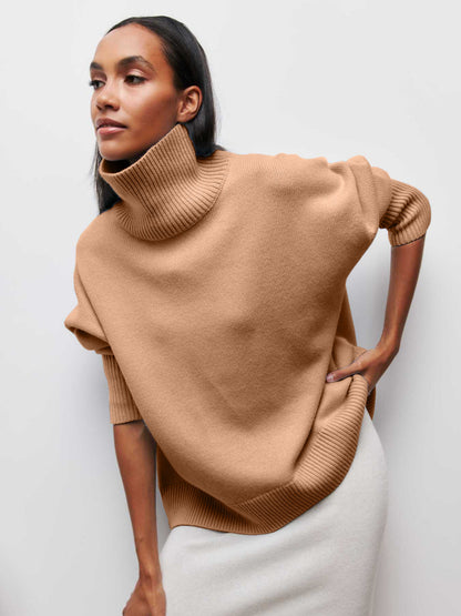 Casual Loose Knitted High Neck Sweaters