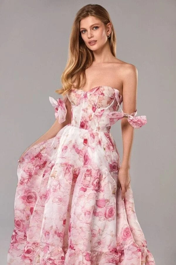 Elegant Off-Shoulder Long Chiffon Dress for Women