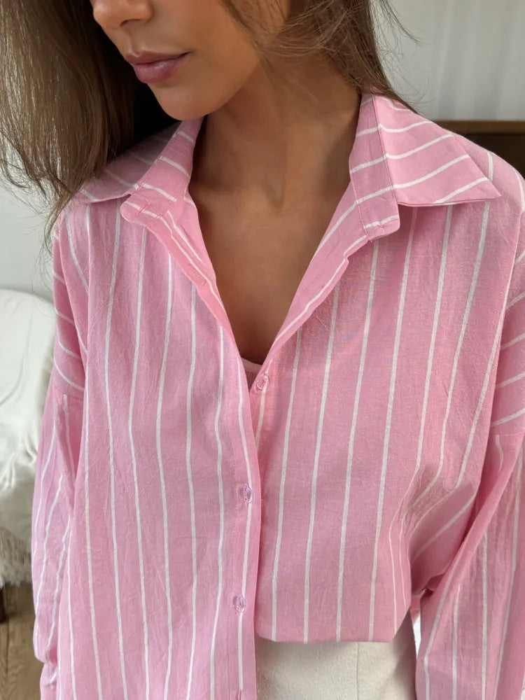 Women's Summer New Long Sleeve Cardigan & Striped Shirt