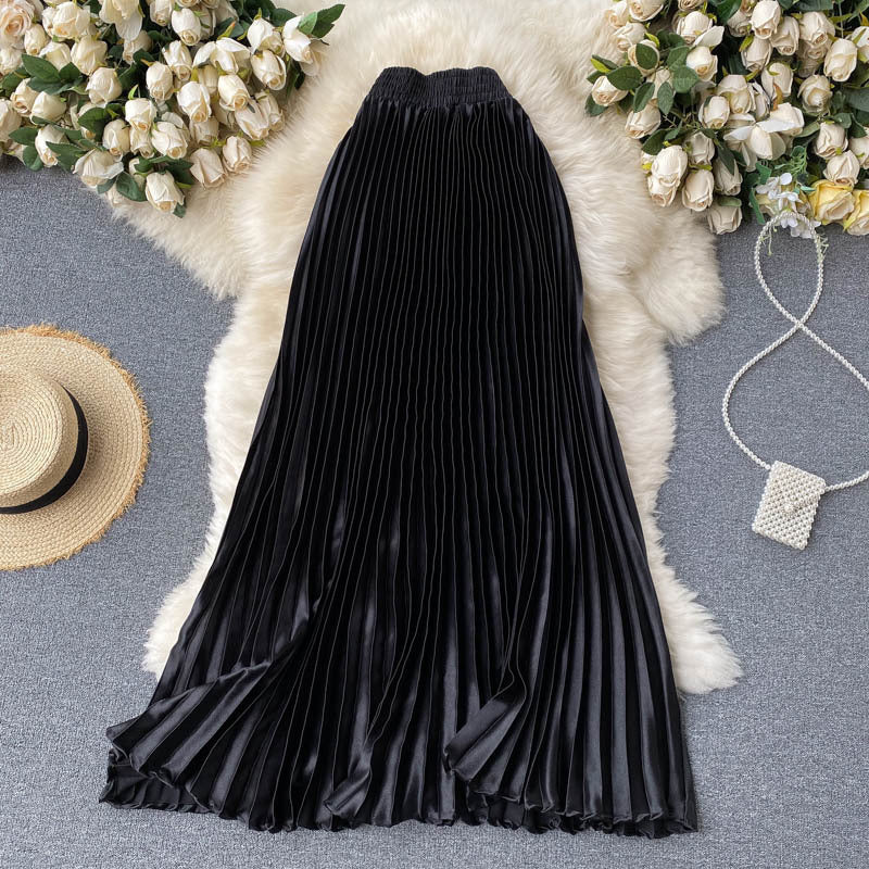 Luxury Heavy-Duty Pleated Midi A-Line Skirt