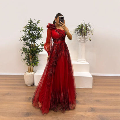 Off-Shoulder One Shoulder Print Dress – Stylish & Flowy Party Dress