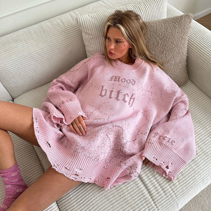 Casual Designed Letter Knitted Sweaters for Women