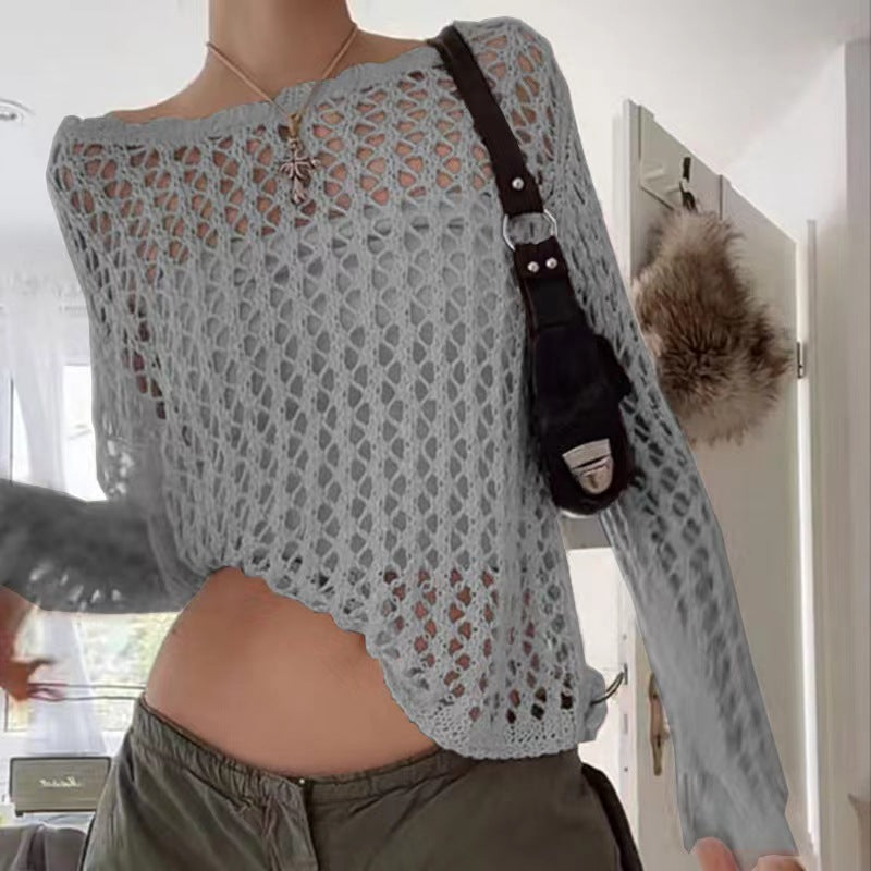 Women's Oversized Mesh Knit Sweater