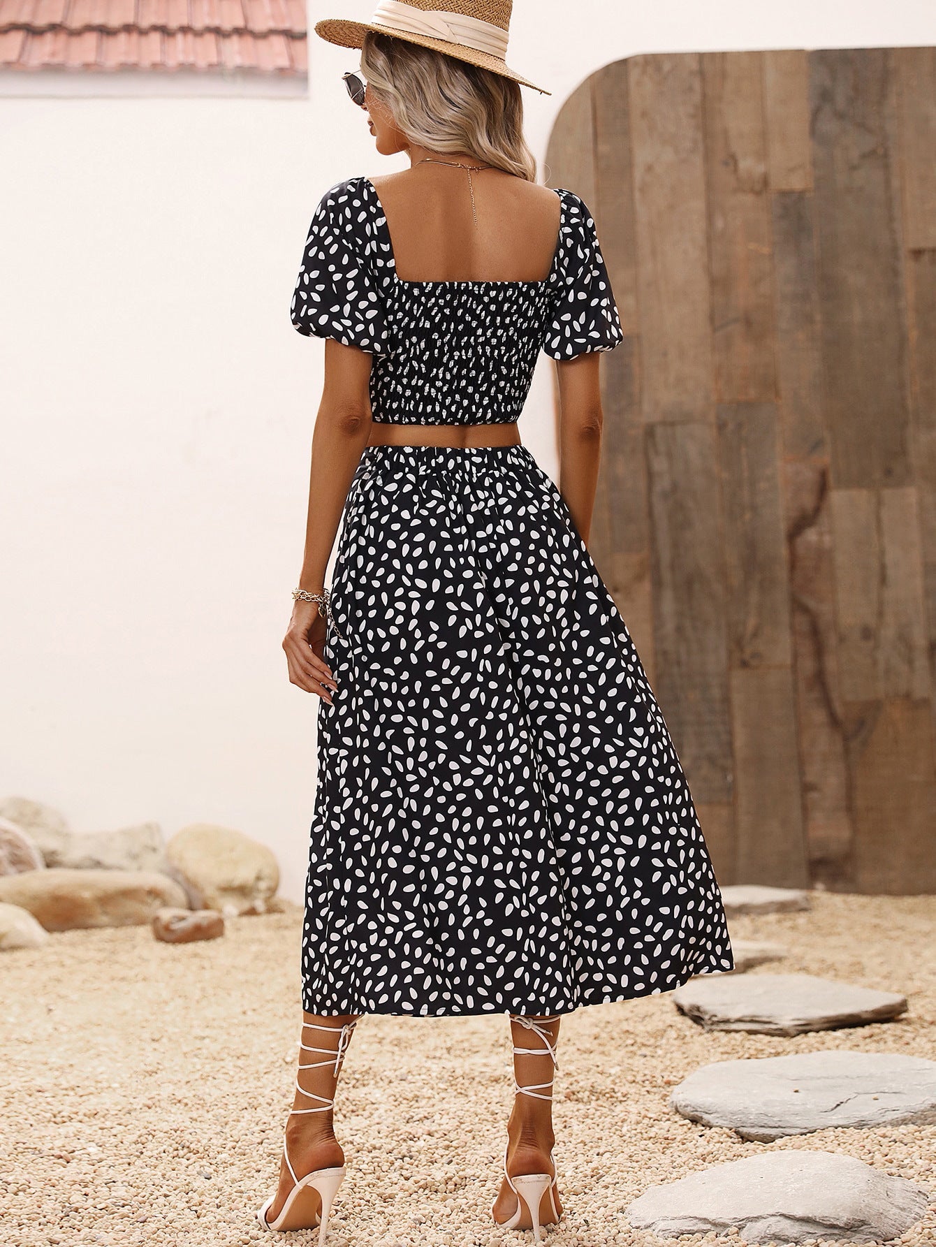 Women's Summer V-Neck Short Sleeve Dress with Slit