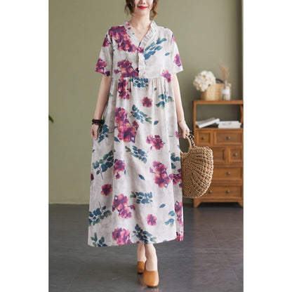 Women Summer Linen Plus Sizes Long Cozy Dresses-Dresses-Free Shipping at meselling99