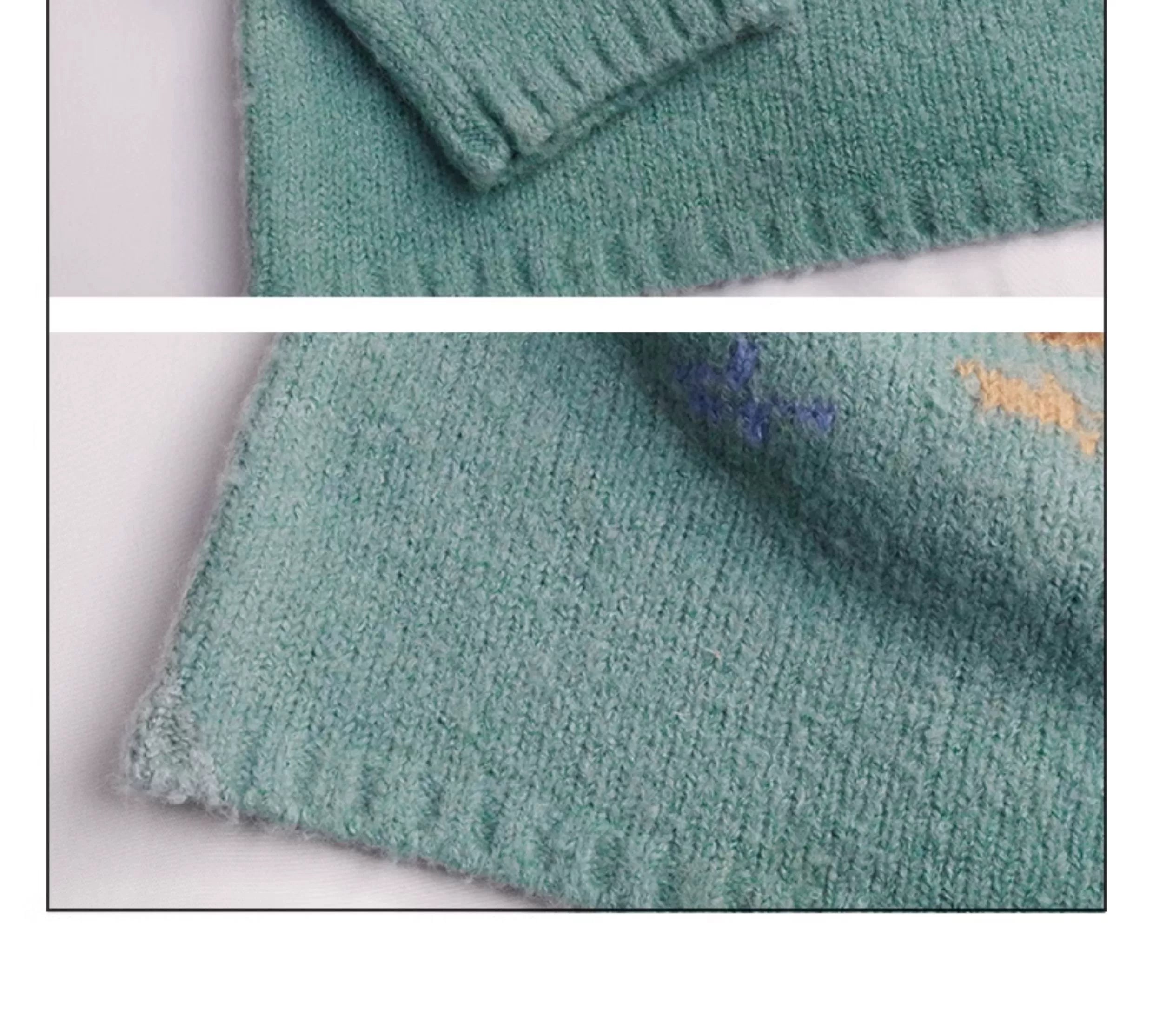 Girlyhalo Cozy Retro Bear Knit Sweater Women