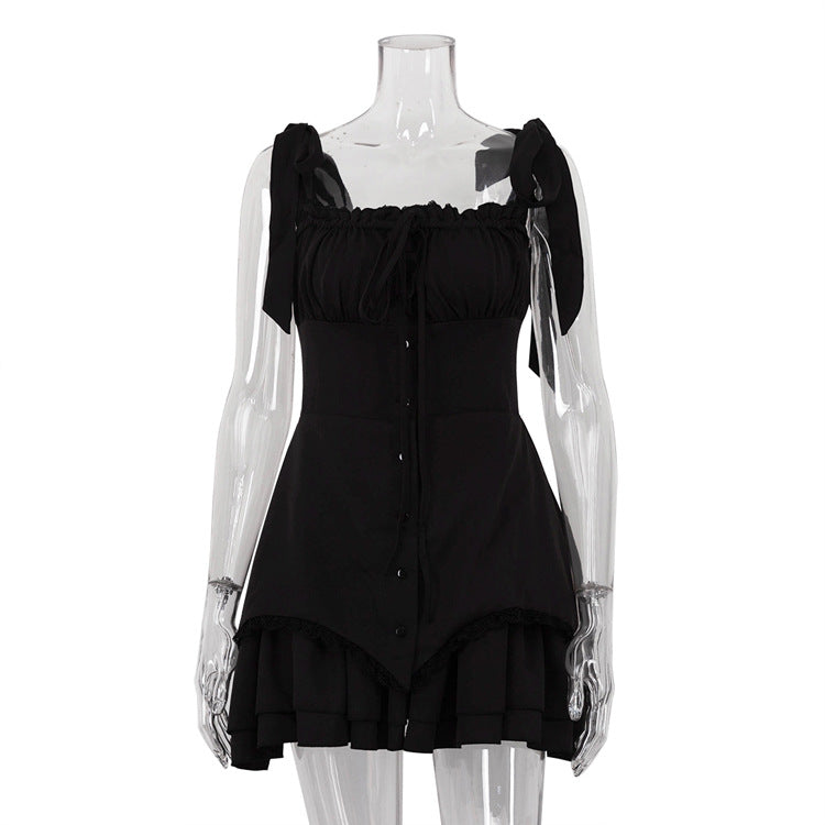 Summer Sleeveless Bodycon Dress - Sexy Ruffle Hem Bustier Mini Dress,
