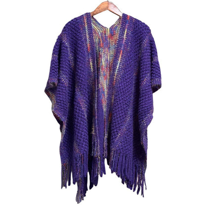 Colorful Popcorn Stitch Knit Shawl