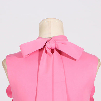Elegant Stand Collar Sleeveless Maxi Dress