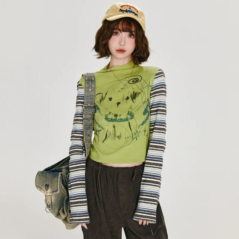 Girlyhalo Vintage Long Sleeve T-Shirt for Women